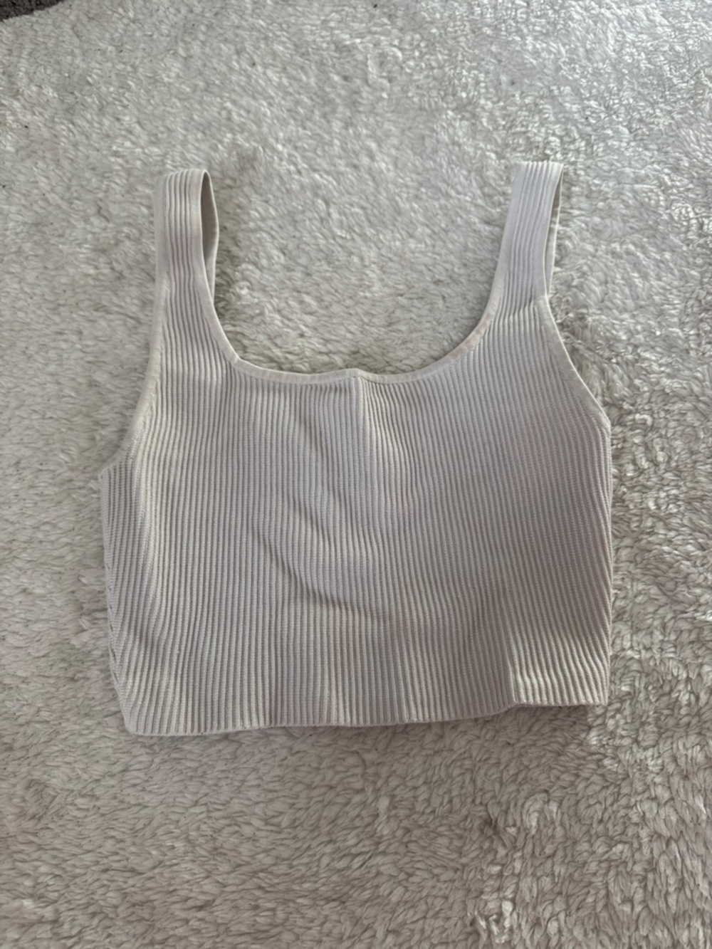 Babaton Ribbed Square Crop Tank - white